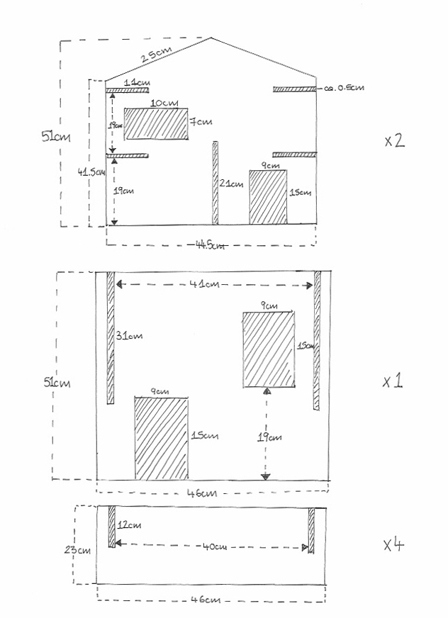 slotted dollhouse template - the bear & the fox