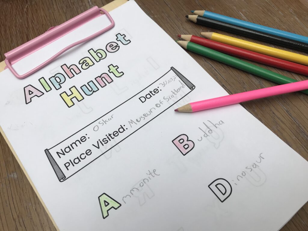 Museum Alphabet Hunt Activity Sheet