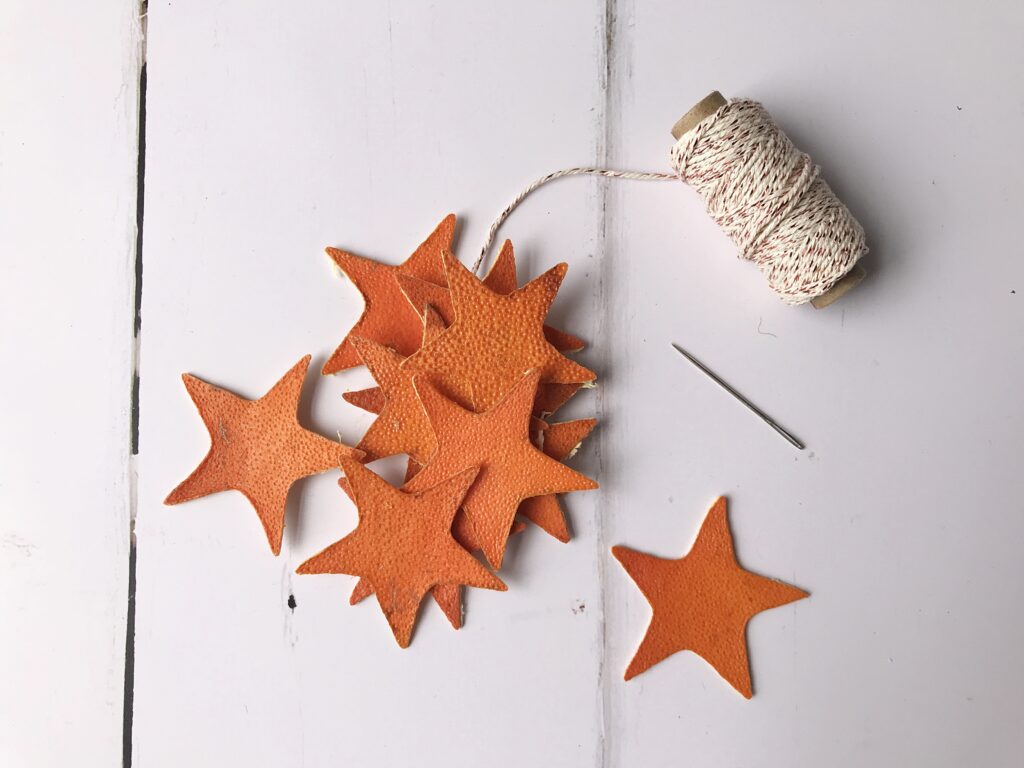 Citrus peel star garland