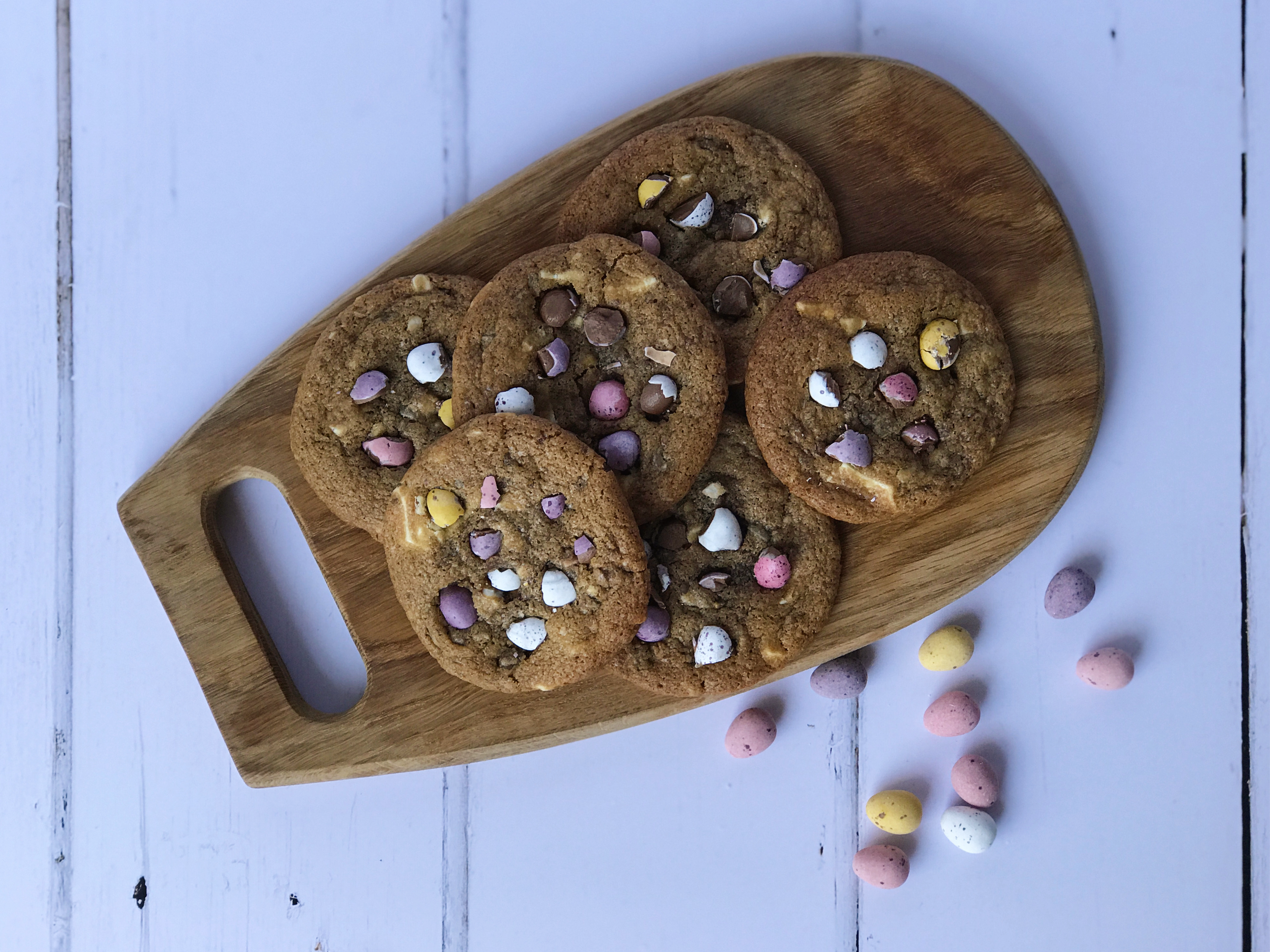 Mini Eggs and White Chocolate Cookies