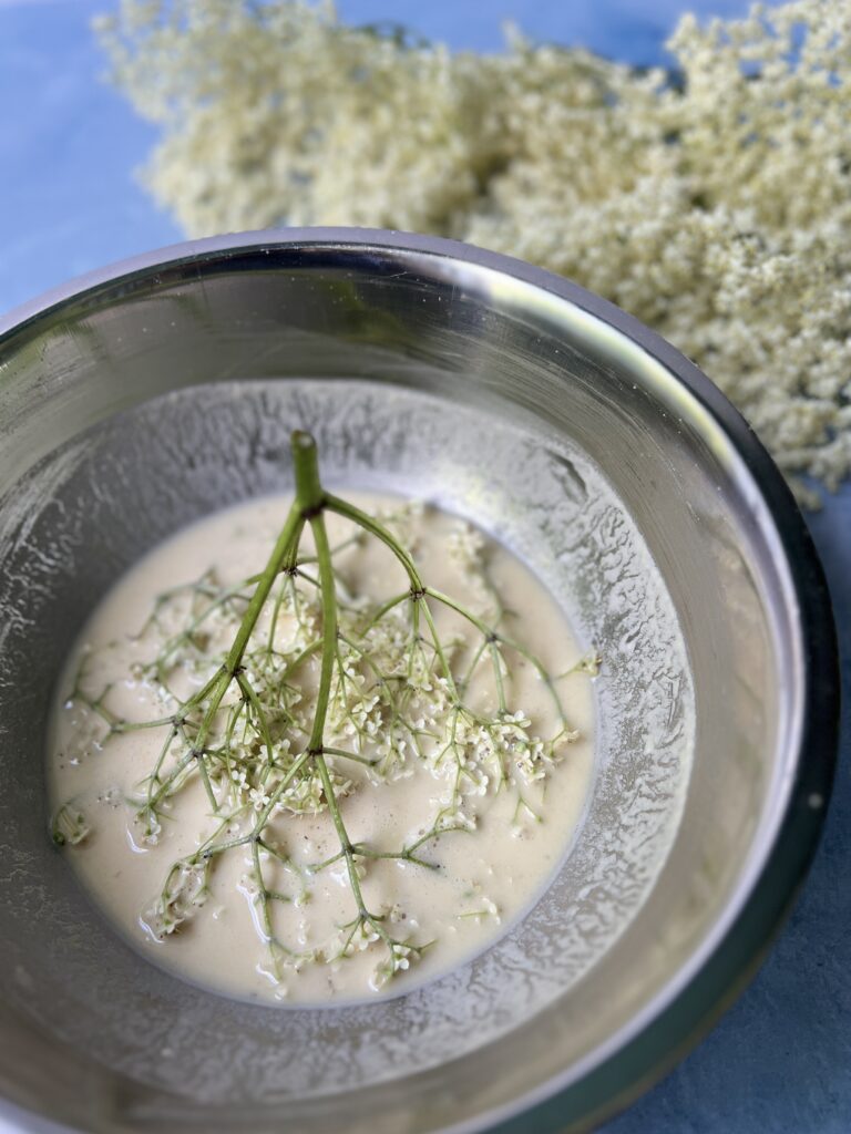 Elderflowers dipped in batter