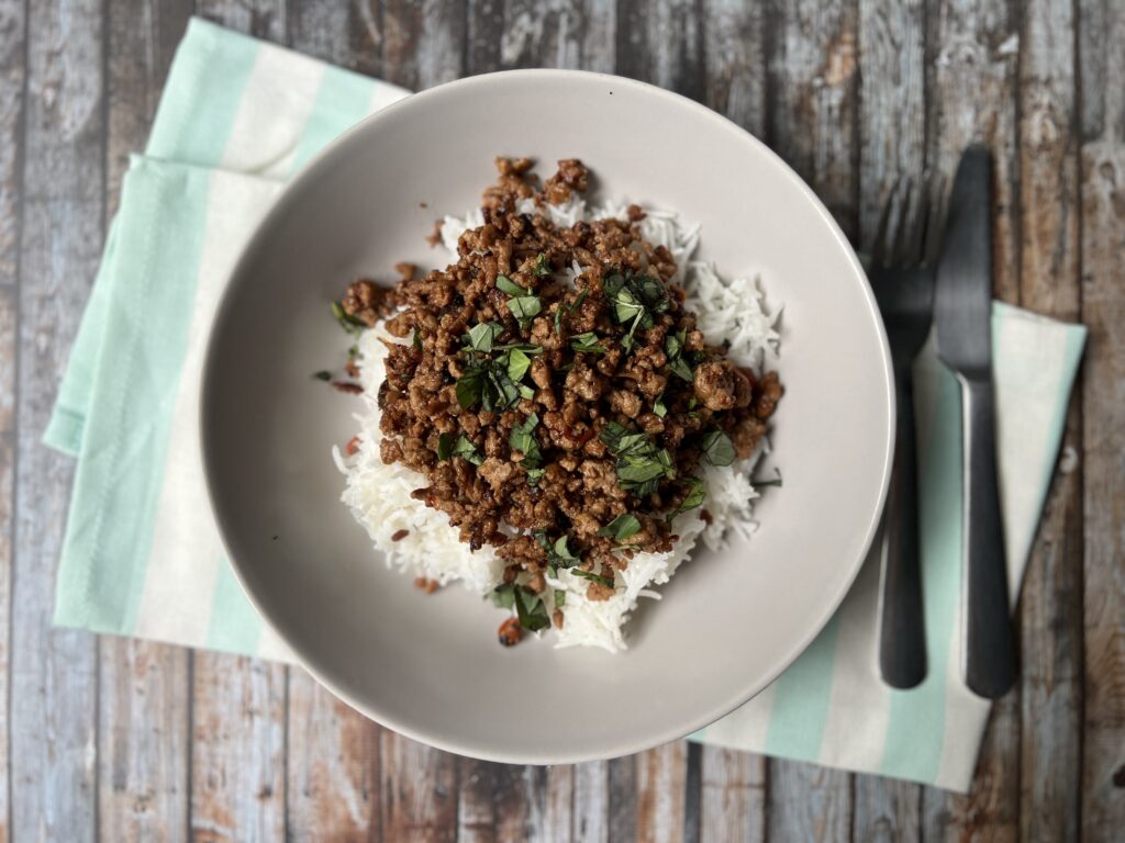 Spicy Turkey Mince on Rice